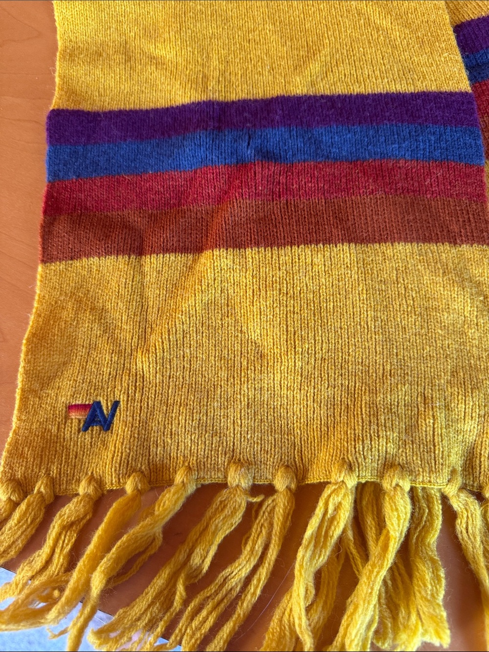Yellow Aviator Nation Striped Fringe Scarf with Multicolor Bands